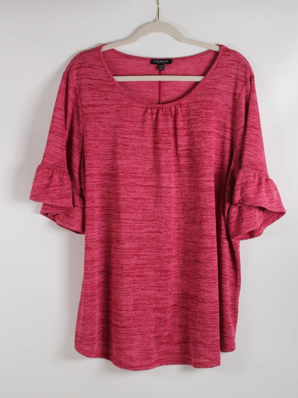 Lane Bryant 18/20 Pink Space Dye Bell Sleeve Knit Top